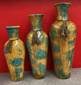 RUTILA Green and Yellow 3 Piece Vase Set
