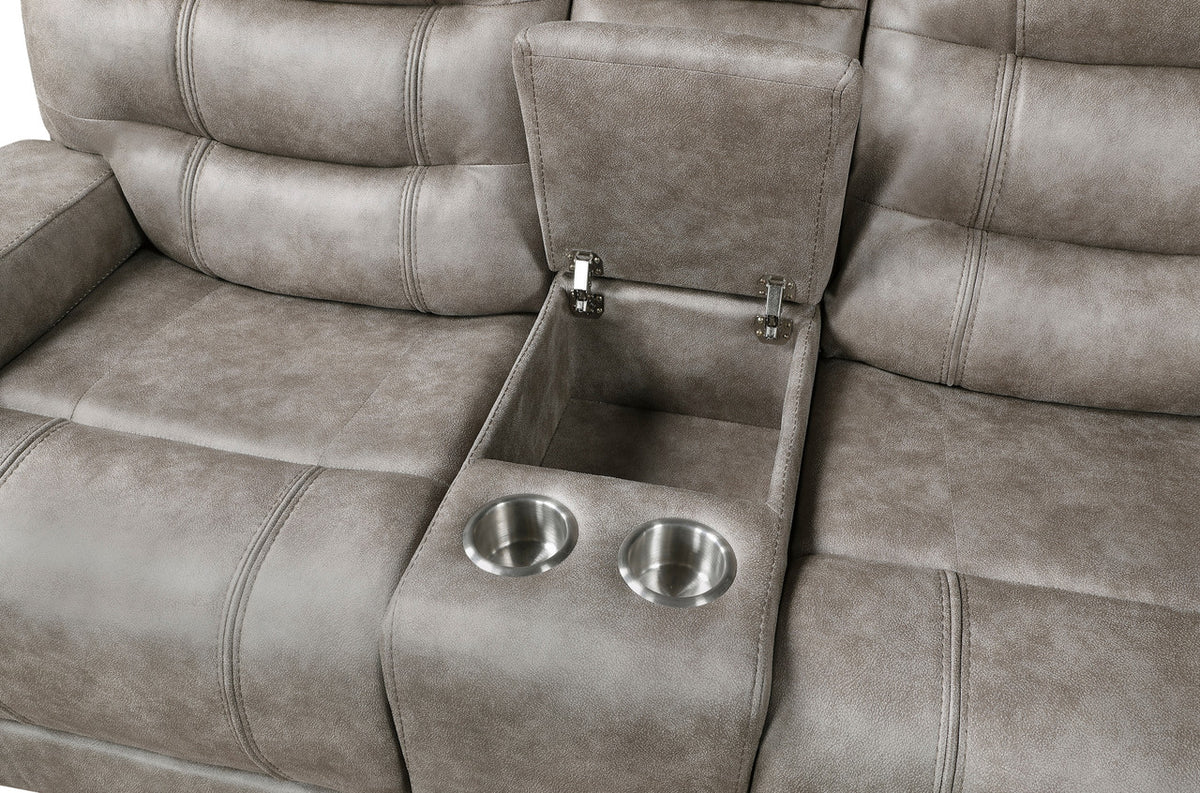 SABINAS Gray-Brown Reclining Sofa & Loveseat