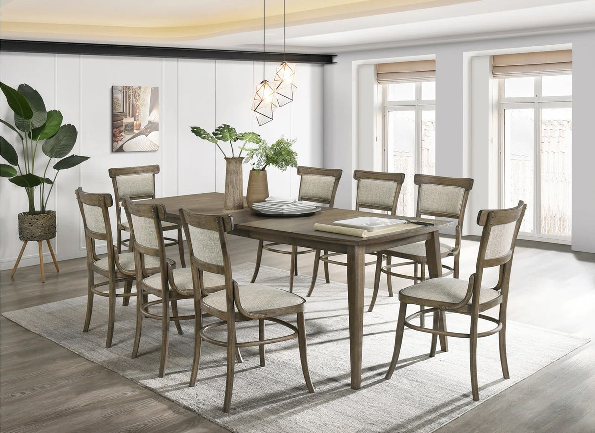 SAINT PAUL Vintage Walnut 9 Piece Dining Set