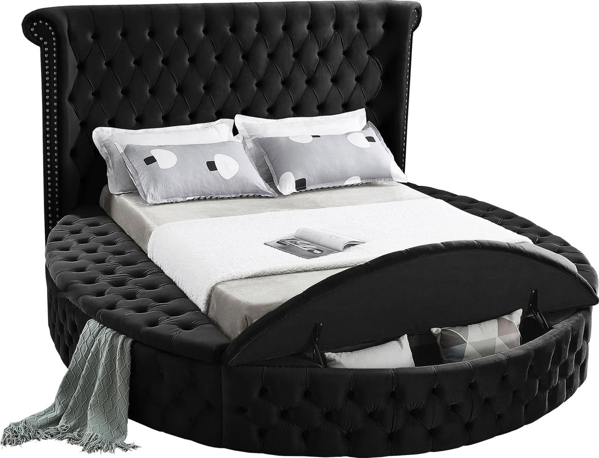 SAMMIE Black Velvet Storage Bedroom Set
