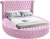 SAMMIE Blush Pink Velvet Round Storage Bed