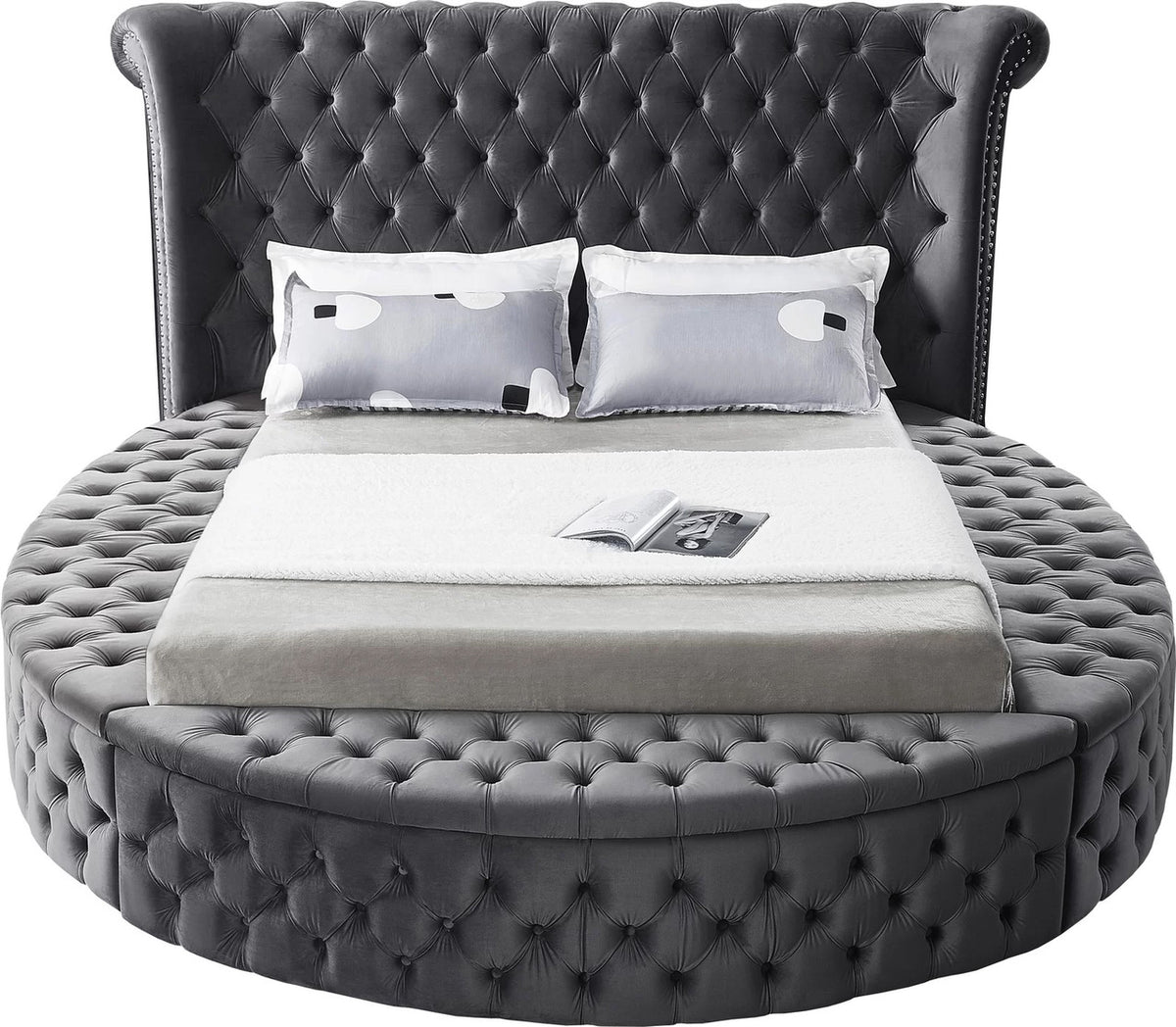 SAMMIE Gray Velvet Storage Bedroom Set