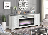 SELLES White 82" Wide x 32" Height TV Stand with Fireplace