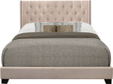 NONNA Beige Linen 45" Tall Tufted Platform Bed