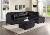 SHANGRI Black 104" Wide Reversible Sectional with Ottoman