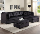 SHANGRI Black 104" Wide Reversible Sectional with Ottoman