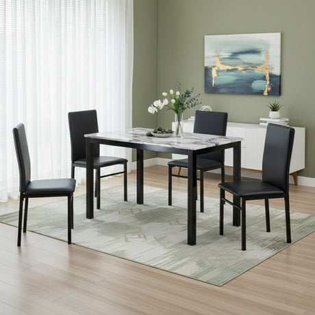 SHAUN Black & White 5 Piece Dining Set