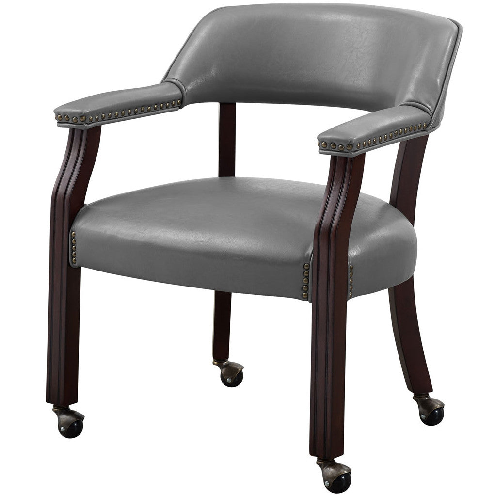 SHOWDOWN Gray 25" Wide x 25" Depth Arm Chair with Casters