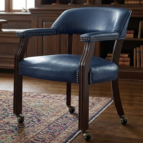 SHOWDOWN Navy Blue 25" Wide x 25" Depth Arm Chair with Casters