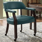 SHOWDOWN Teal 25" Wide x 25" Depth Arm Chair with Casters