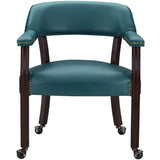 SHOWDOWN Teal 25" Wide x 25" Depth Arm Chair with Casters