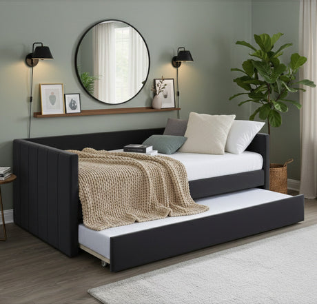 SILVANA Black Velvet Daybed with Trundle
