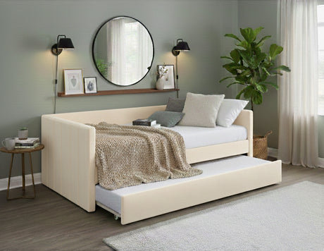 SILVANA Beige Velvet Daybed with Trundle