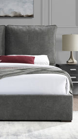 SISTINE Charcoal Plush Pillow Back Platform Bed