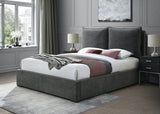 SISTINE Charcoal Plush Pillow Back Platform Bed