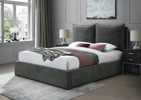 SISTINE Charcoal Plush Pillow Back Platform Bed