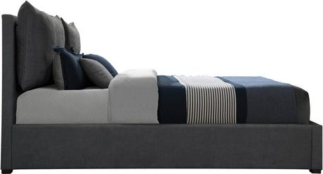SISTINE Charcoal Plush Pillow Back Platform Bed