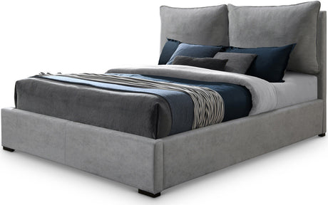 SISTINE Charcoal Plush Pillow Back Platform Bed
