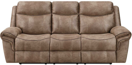 SNIDER Brown 88" Wide Reclining Sofa with Drop-Down Table