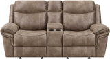 SNIDER Brown Reclining Sofa & Glider Loveseat