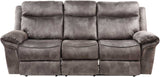 SNIDER Gray 88" Wide Reclining Sofa with Drop-Down Table