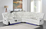 SOLEI White 100" Wide Reclining Sectional with Speakers