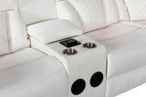 SOLEI White 100" Wide Reclining Sectional with Speakers