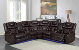 SOLEI Brown 100" Wide Reclining Sectional with Speakers