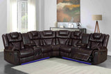 SOLEI Brown 100" Wide Reclining Sectional with Speakers