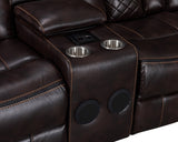 SOLEI Brown 100" Wide Reclining Sectional with Speakers