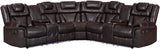 SOLEI Brown 100" Wide Reclining Sectional with Speakers
