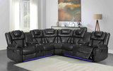 SOLEI Gray 100" Wide Reclining Sectional with Speakers