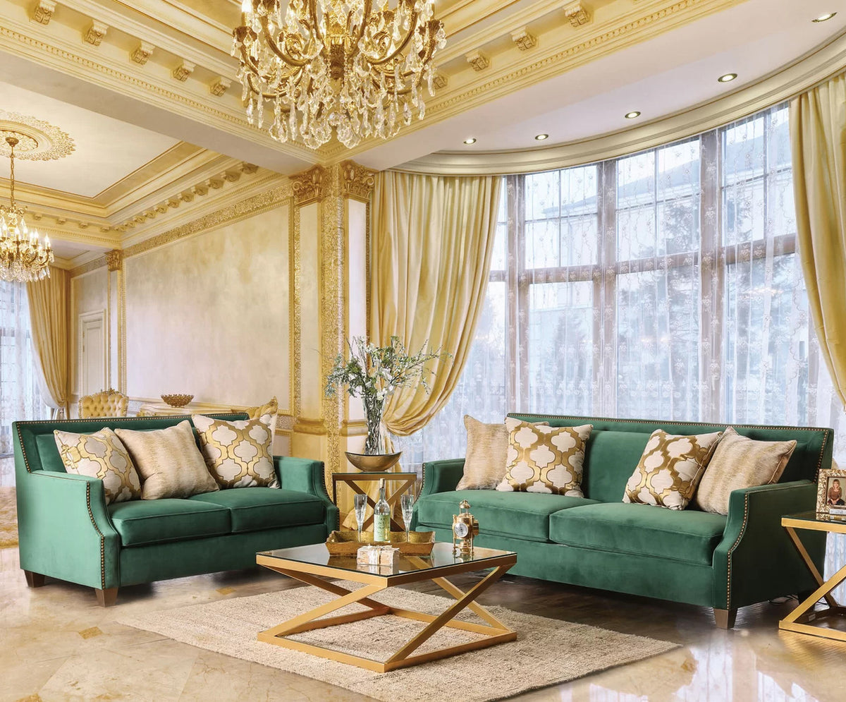 SOLOMON Emerald Green Sofa & Loveseat