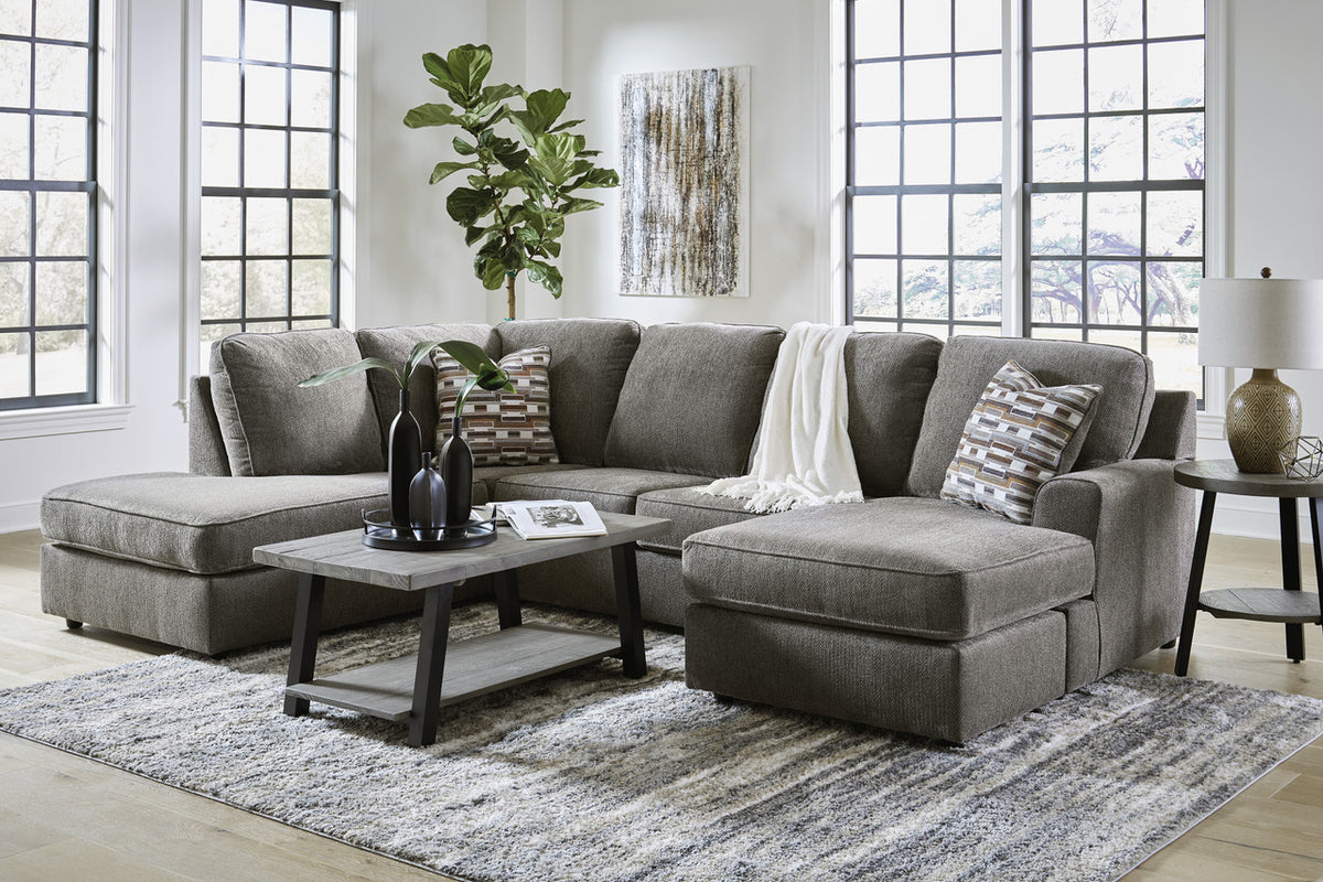SONDRA Gray 125" Wide Double Chaise Sectional