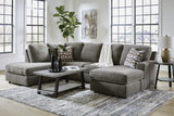 SONDRA Gray 125" Wide Double Chaise Sectional