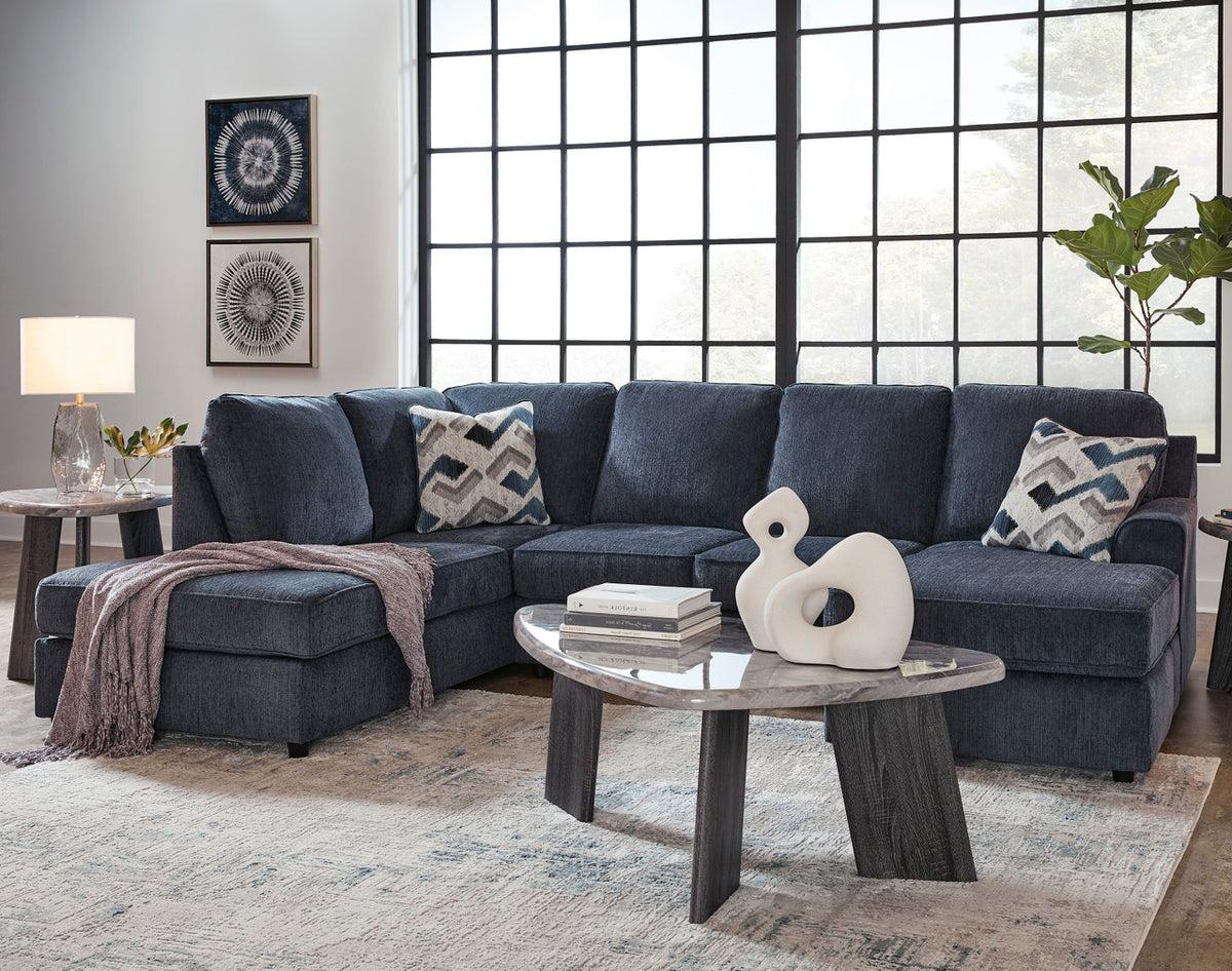 SONDRA Blue 125" Wide Double Chaise Sectional