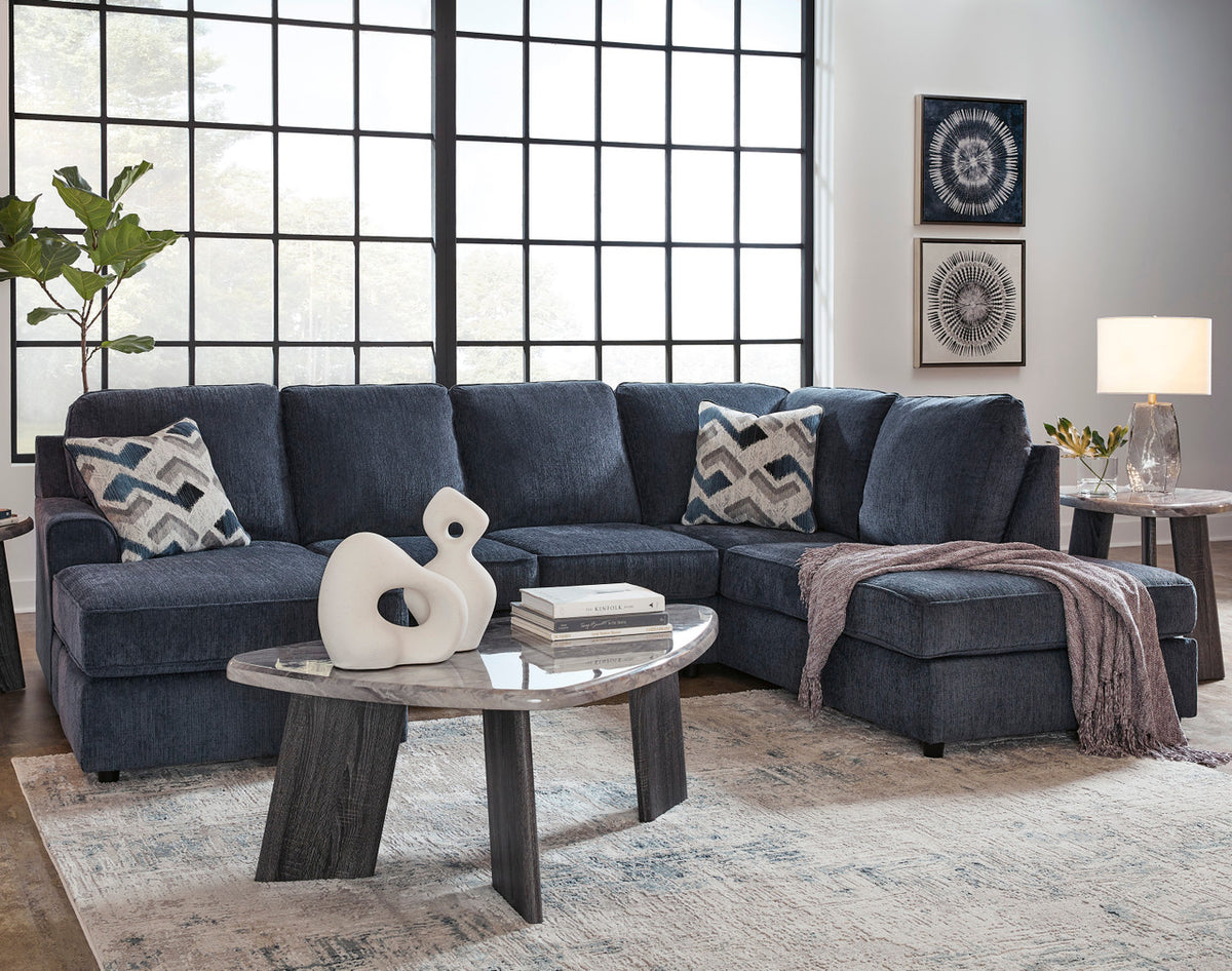 SONDRA Blue 125" Wide Double Chaise Sectional