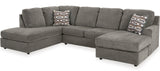 SONDRA Gray 125" Wide Double Chaise Sectional