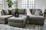 SONDRA Gray 125" Wide Double Chaise Sectional