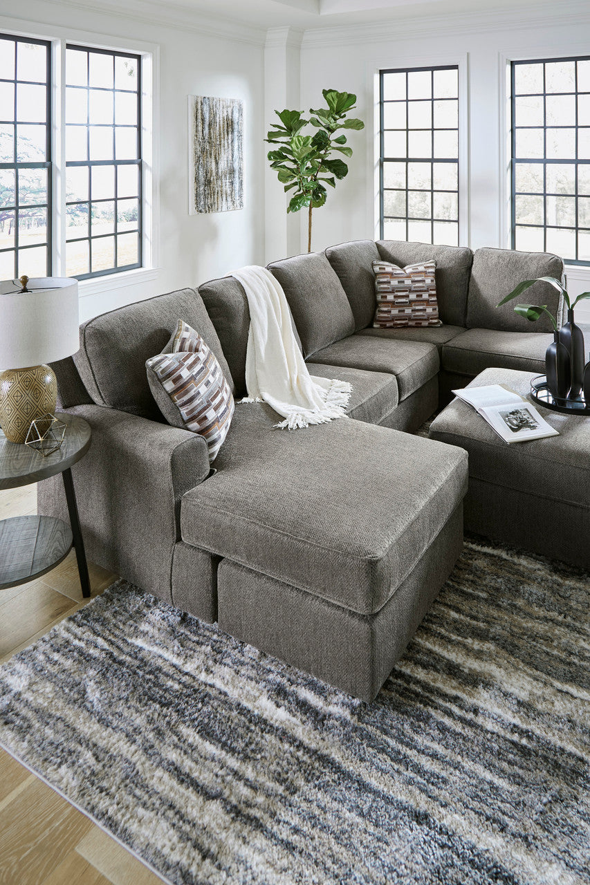 SONDRA Gray 125" Wide Double Chaise Sectional