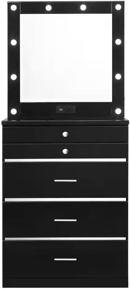 SONJA Black 30" Wide Black Vanity Chest