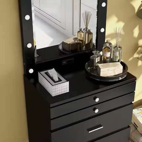 SONJA Black 30" Wide Black Vanity Chest