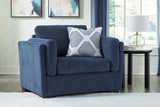 SORBONNE Navy Blue 51" Wide Chair and a Half & Ottoman