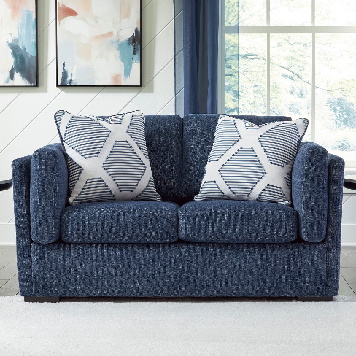 SORBONNE Blue 66" Wide Loveseat