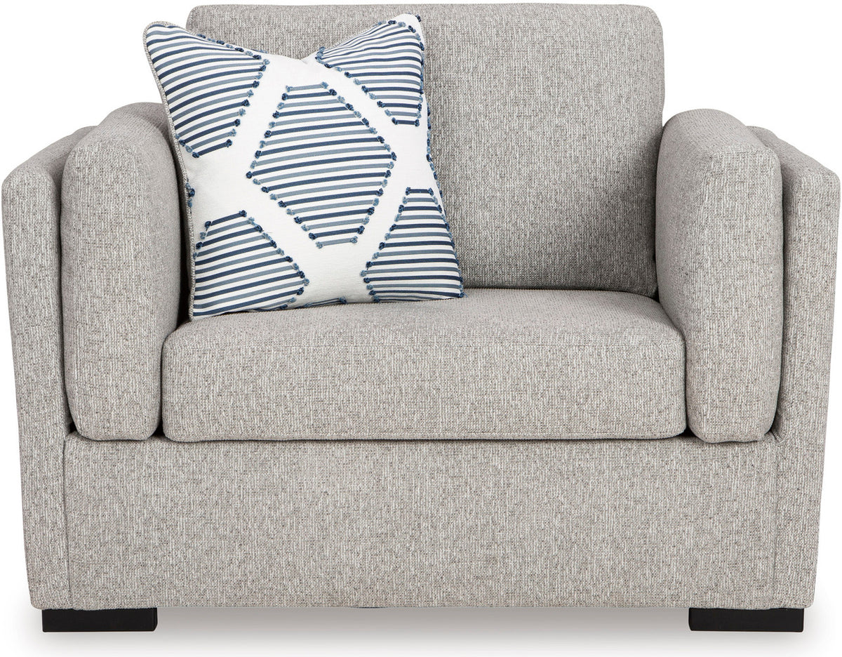SORBONNE Light Gray 51" Wide Chair and a Half & Ottoman