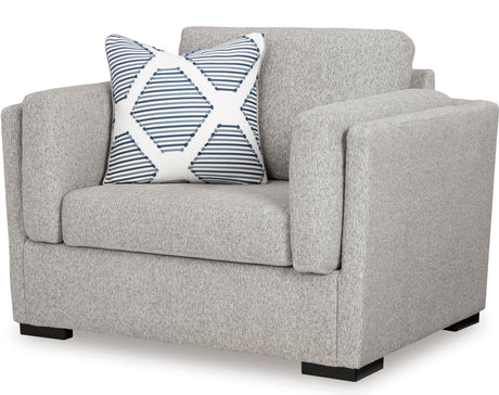 SORBONNE Light Gray 51" Wide Chair and a Half & Ottoman