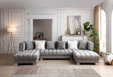 STARWIND Gray Velvet 141" Wide Double Chaise Sectional
