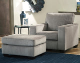 STELLAR Nickel 38" Wide Arm Chair & Ottoman