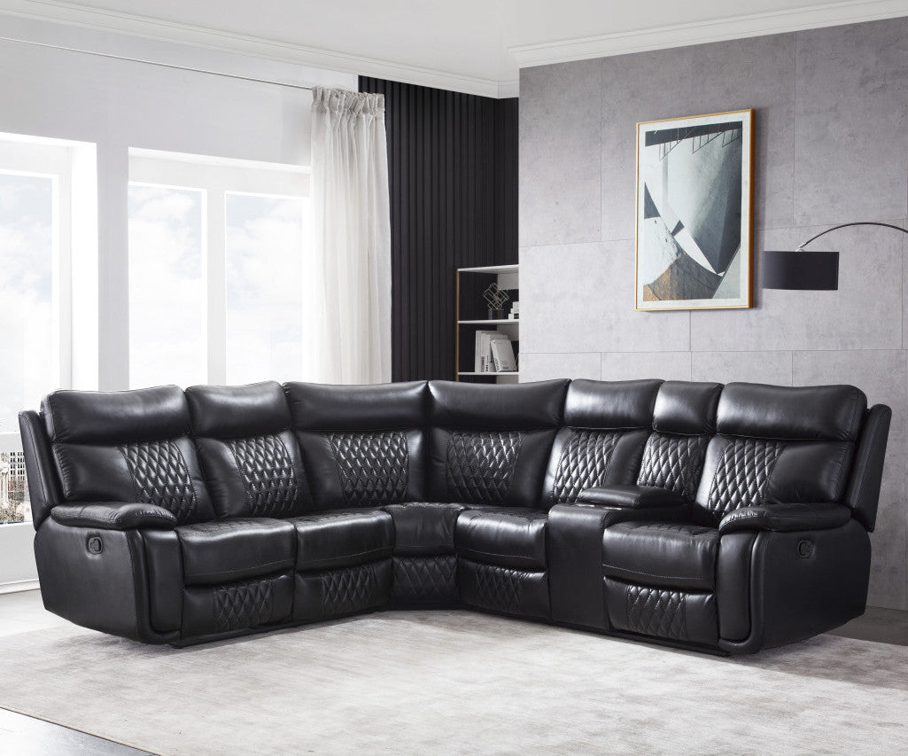 STORMER Black 100" Wide Reclining Sectional