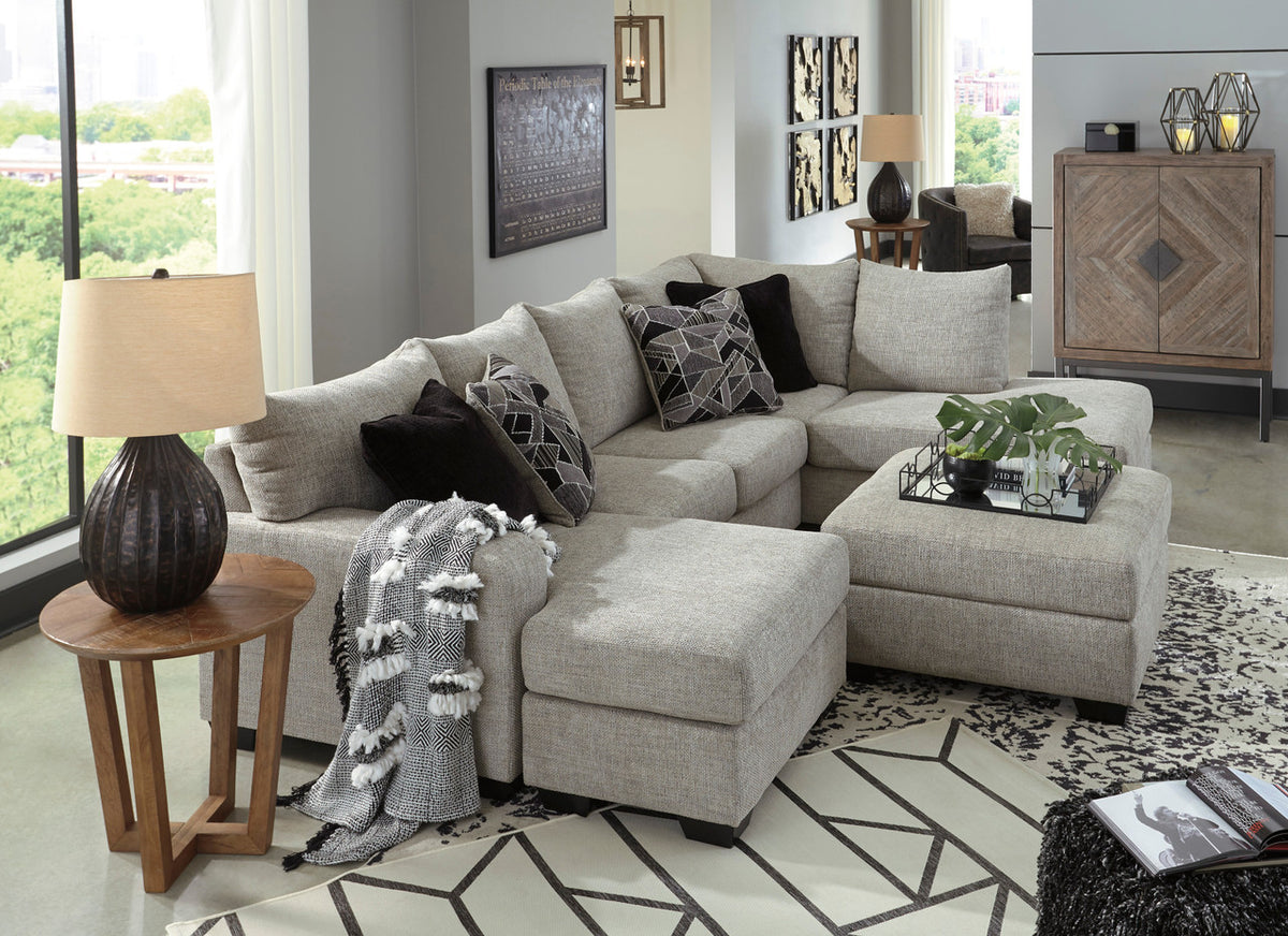 STOVALL Beige Gray 125" Wide Double Chaise Sectional